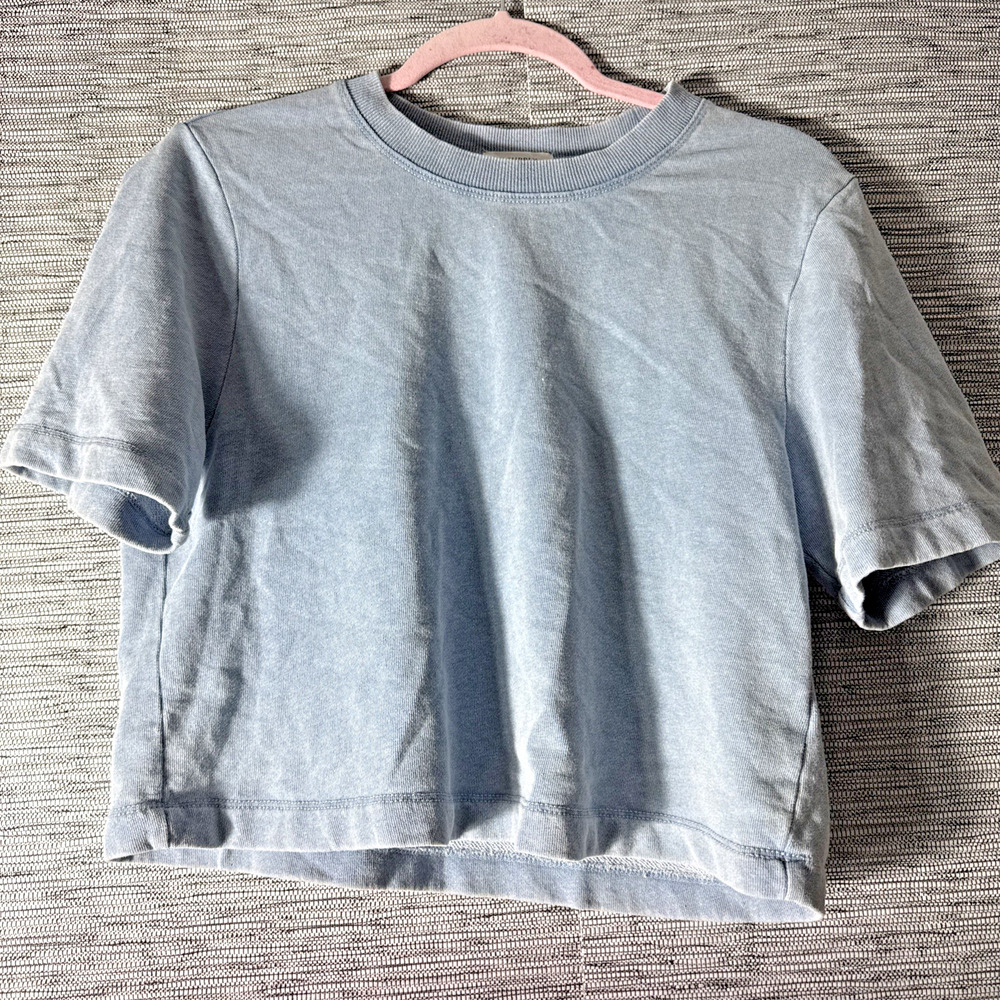 Z Supply Curran Knit Denim Cropped Sweatshirt, Blue, Small